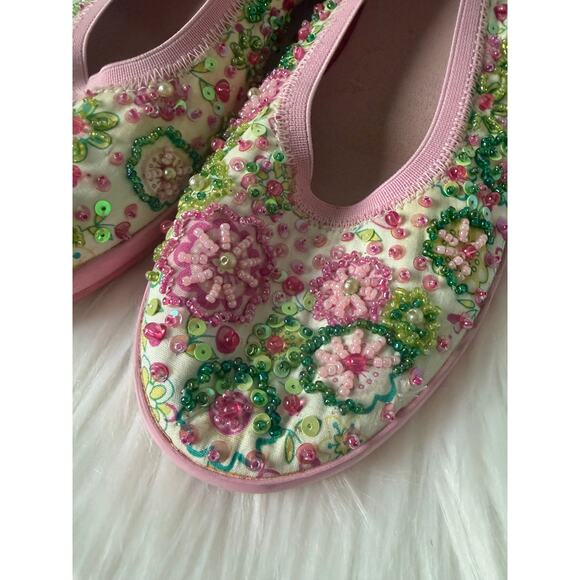 Unique Women's Lelli Kelly Floral Beaded Slip-On Low Heel Shoes- Size 38 (US 7.5 - Picture 2 of 11